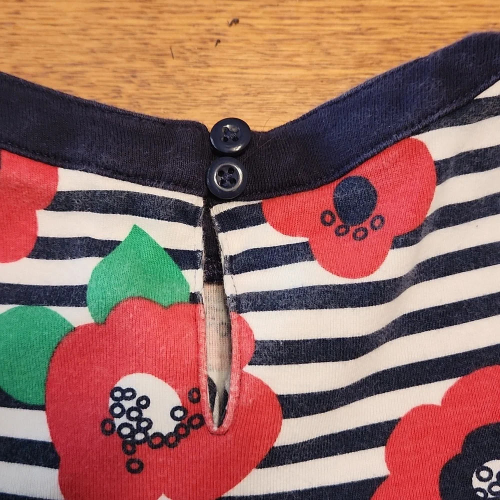 🍒Gymboree Girl's Short-Sleeved Dress Size 3 Red and Blue Striped
